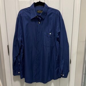 Orvis Men’s Navy Check Button-Down Shirt | 100% Cotton | Size L
